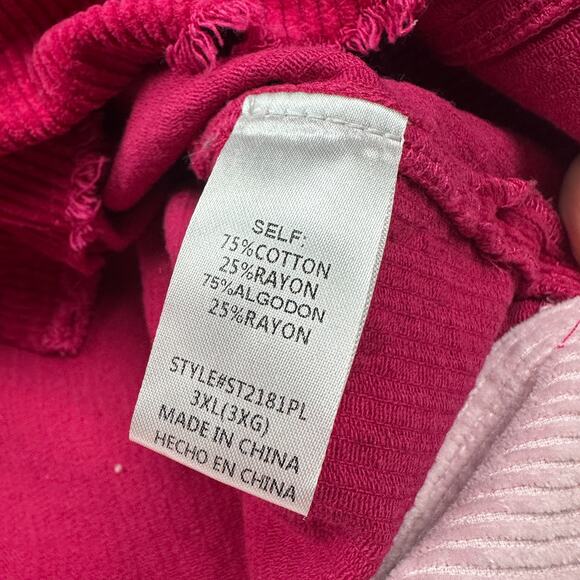 GeeGee Pink Corduroy Fringe Patchwork Boho Whimsical Shacket Coat Jacket 3XL - Picture 11 of 16